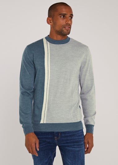 Blue Vertical Stripe Soft Touch Jumper