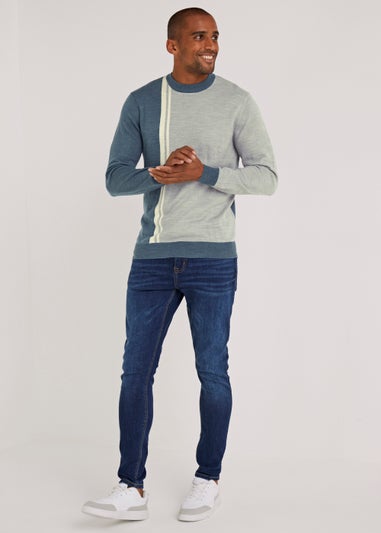 Blue Vertical Stripe Soft Touch Jumper