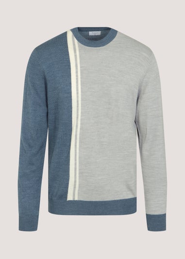 Blue Vertical Stripe Soft Touch Jumper