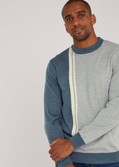 Blue Vertical Stripe Soft Touch Jumper