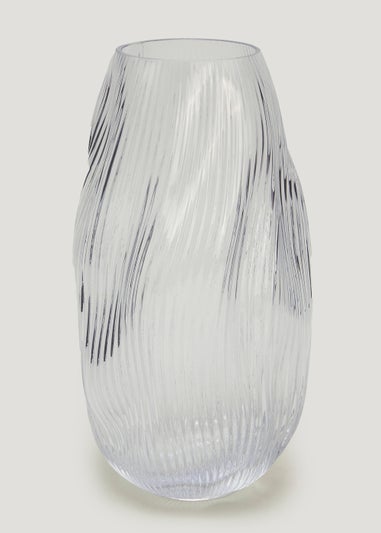 Clear Ripple Glass Vase (15cm x 15cm x 29cm)