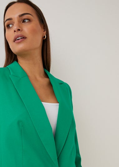 Et Vous Green Ruched Sleeve Blazer