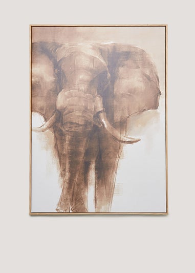 Beige Elephant Printed Canvas Wall Art (50cm x 70cm)