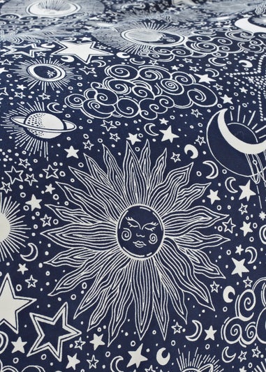 Blue Celestial Print Reversible Duvet Cover