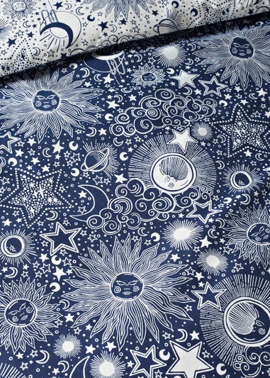 Blue Celestial Print Reversible Duvet Cover