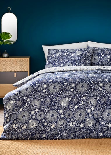 Blue Celestial Print Reversible Duvet Cover