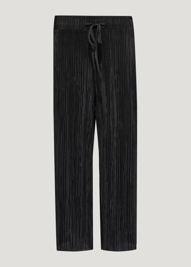 Black Plisse Cropped Trousers
