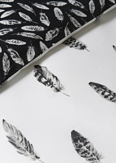 Monochrome Feather Print Duvet Cover