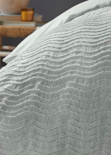 Green Wavy Dobby Duvet Cover