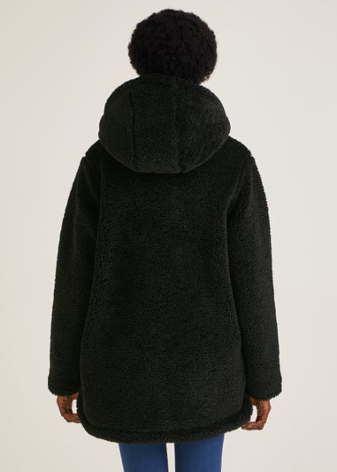 Black Zip Up Teddy Fleece Coat