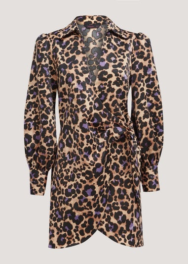 Be Beau Leopard Print Wrap Dress