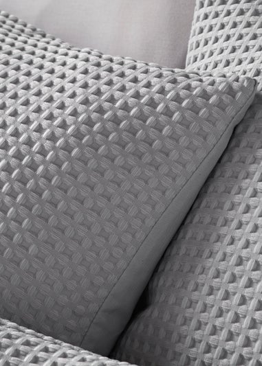 Grey Waffle Reversible Duvet Cover