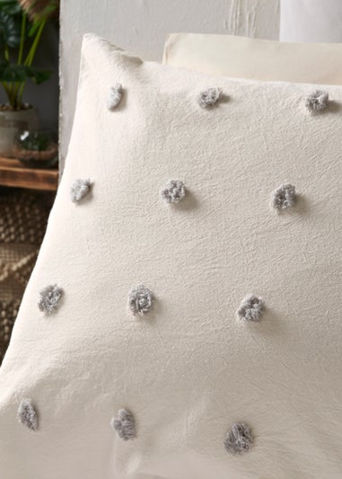 Grey Tufted Duvet Cover