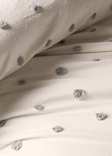 Grey Tufted Duvet Cover