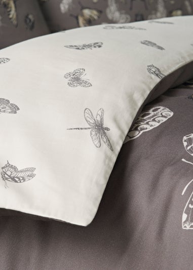 Charcoal Butterfly Reversible Duvet Cover