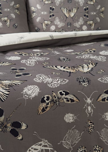 Charcoal Butterfly Reversible Duvet Cover