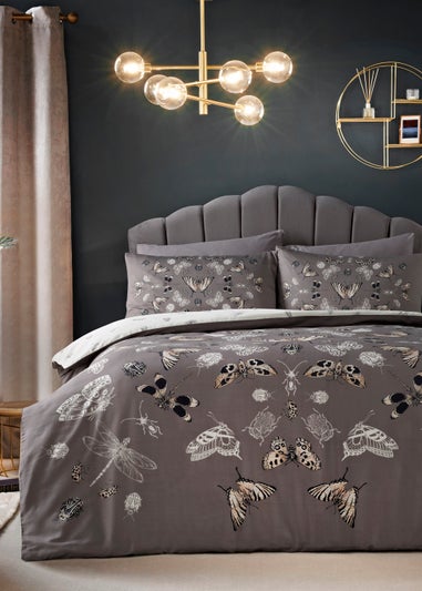 Charcoal Butterfly Reversible Duvet Cover