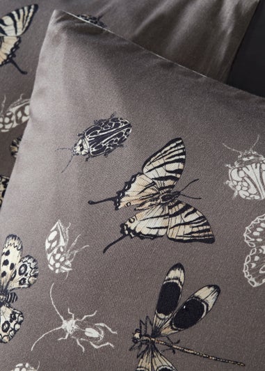 Charcoal Butterfly Reversible Duvet Cover