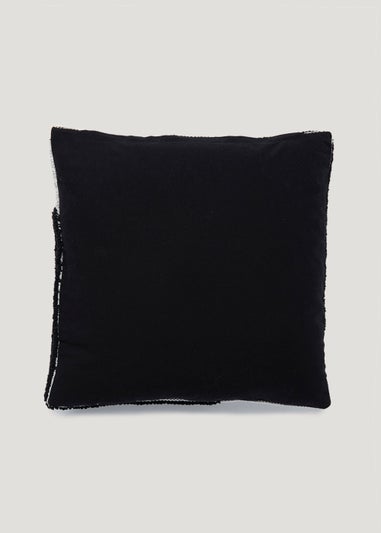 Black Colour Block Woven Cushion (43cm x 43cm)