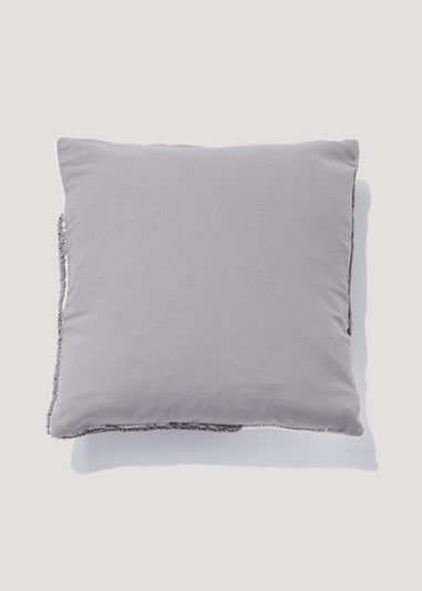 Grey Colour Block Woven Cushion (43cm x 43cm)
