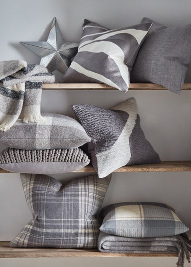 Grey Colour Block Woven Cushion (43cm x 43cm)
