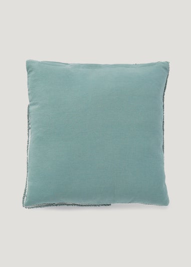 Green Colour Block Woven Cushion (43cm x 43cm)
