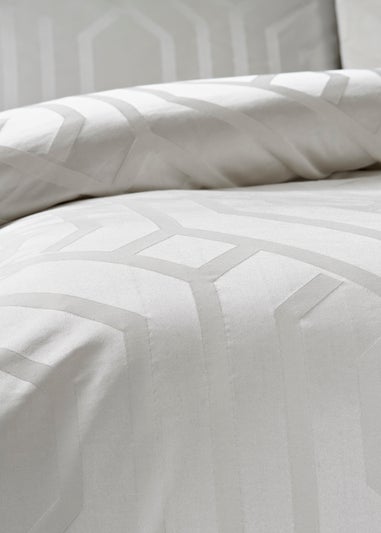 White Geo Polycotton Duvet Cover