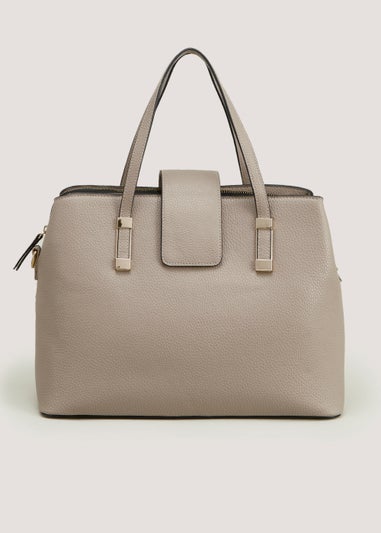 Grey Triple Compartment Tote Bag