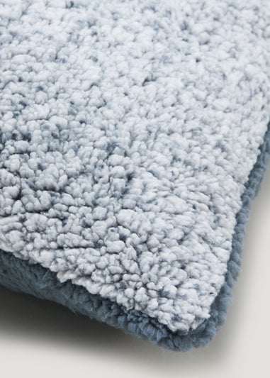 Blue Frosted Teddy Fleece Cushion (43cm x 43cm)