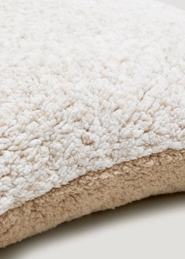 Beige Frosted Teddy Fleece Cushion (43cm x 43cm)