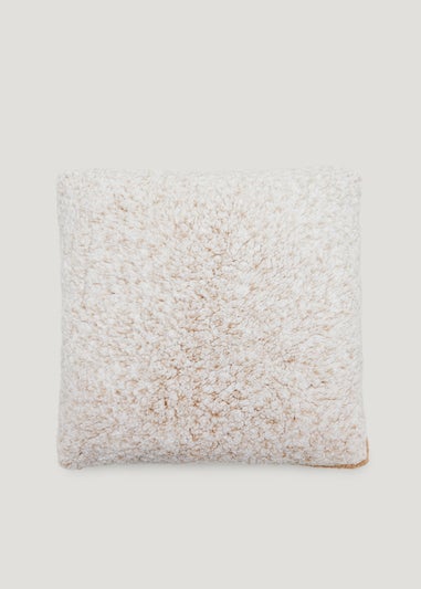 Beige Frosted Teddy Fleece Cushion (43cm x 43cm)