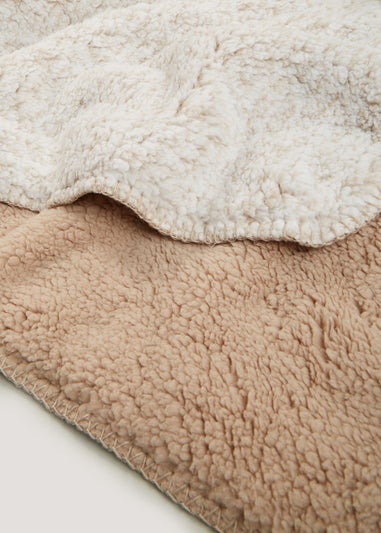 Beige Frosted Teddy Fleece Throw (150cm x 180cm)