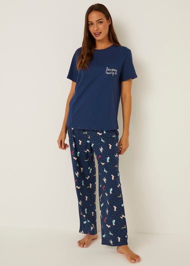 Navy Dog Print Pyjama Set