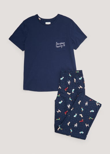 Navy Dog Print Pyjama Set