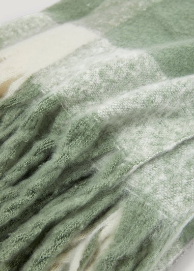 Green Check Faux Mohair Throw (130cm x 150cm)