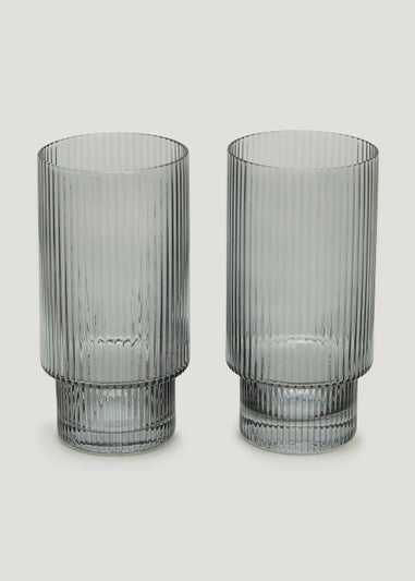 2 Pack Grey Clarity Tumbler Glasses (13.5cm x 7cm)