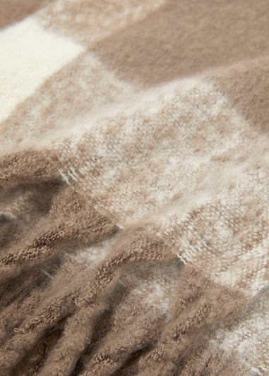 Neutral Check Faux Mohair Throw (130cm x 150cm)