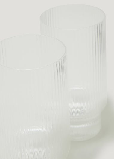 2 Pack Clear Ribbed Glasses (13.5cm x 7cm)