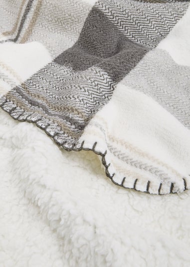 Grey Fleece Sherpa Back Throw (150cm x 180cm)