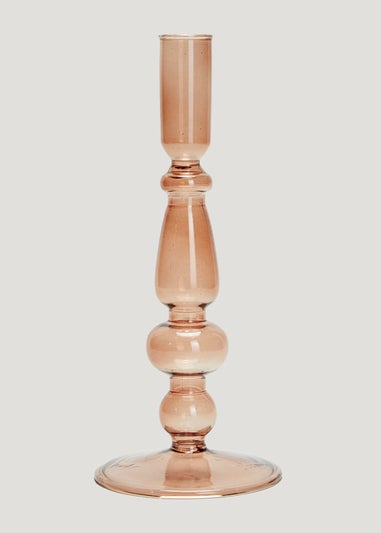 Amber Curve Glass Candle Holder (21cm)