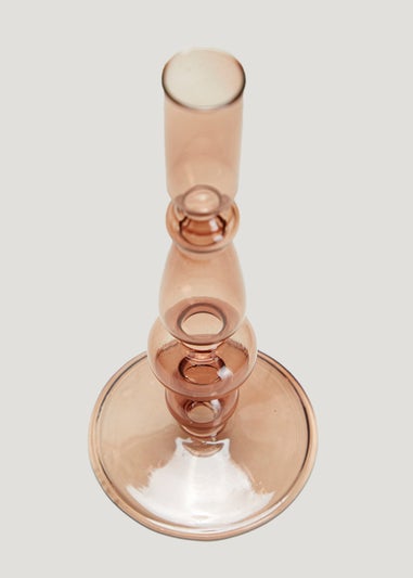 Amber Curve Glass Candle Holder (21cm)