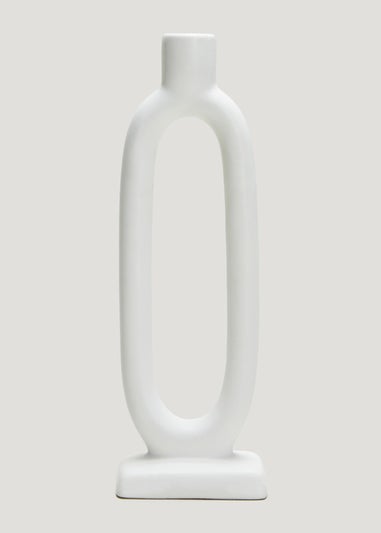 Cream Oval Candle Holder (10cm x 6cm x 27cm)