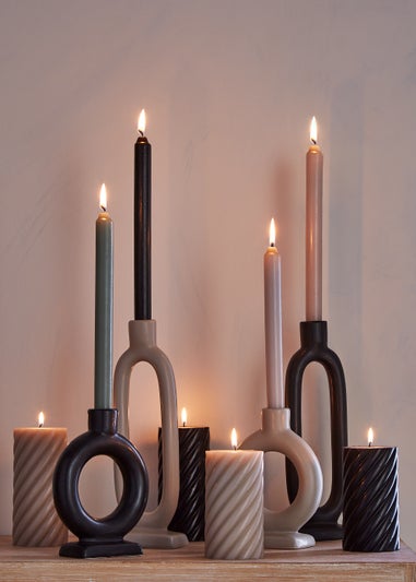 Cream Oval Candle Holder (10cm x 6cm x 27cm)