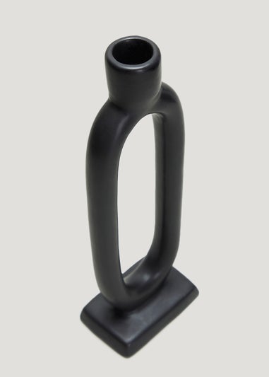 Black Oval Candle Holder (10cm x 6cm x 27cm)