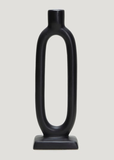 Black Oval Candle Holder (10cm x 6cm x 27cm)
