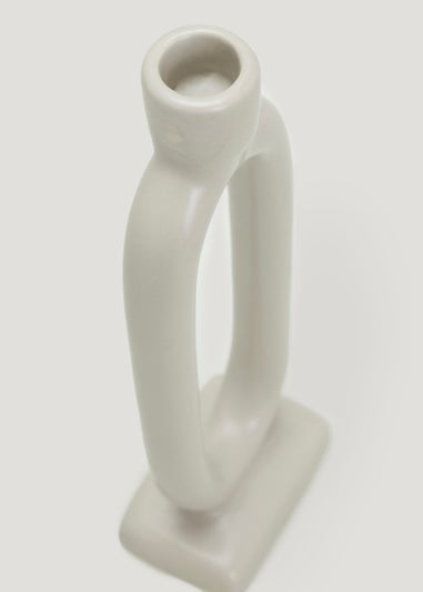 Beige Oval Candle Holder (10.5cm x 6cm x 27cm)