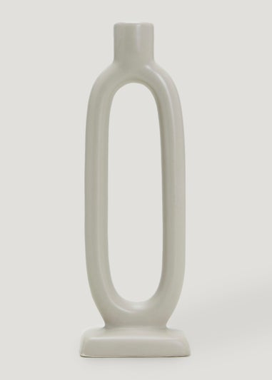 Beige Oval Candle Holder (10.5cm x 6cm x 27cm)