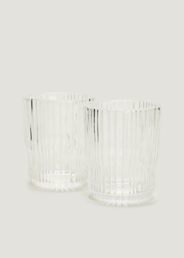 2 Pack Clear Ribbed Tumblers (8cm x H9.5cm)