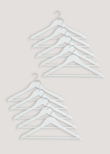 10 Pack White Wooden Hangers (22.5cm x 44.5cm)