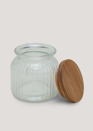 Clear Small Ribbed Glass Canister (11cm x 11cm)